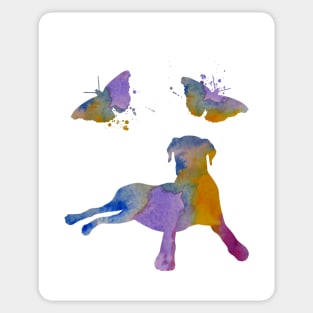 Doberman Art, Colorful Butterflies Sticker